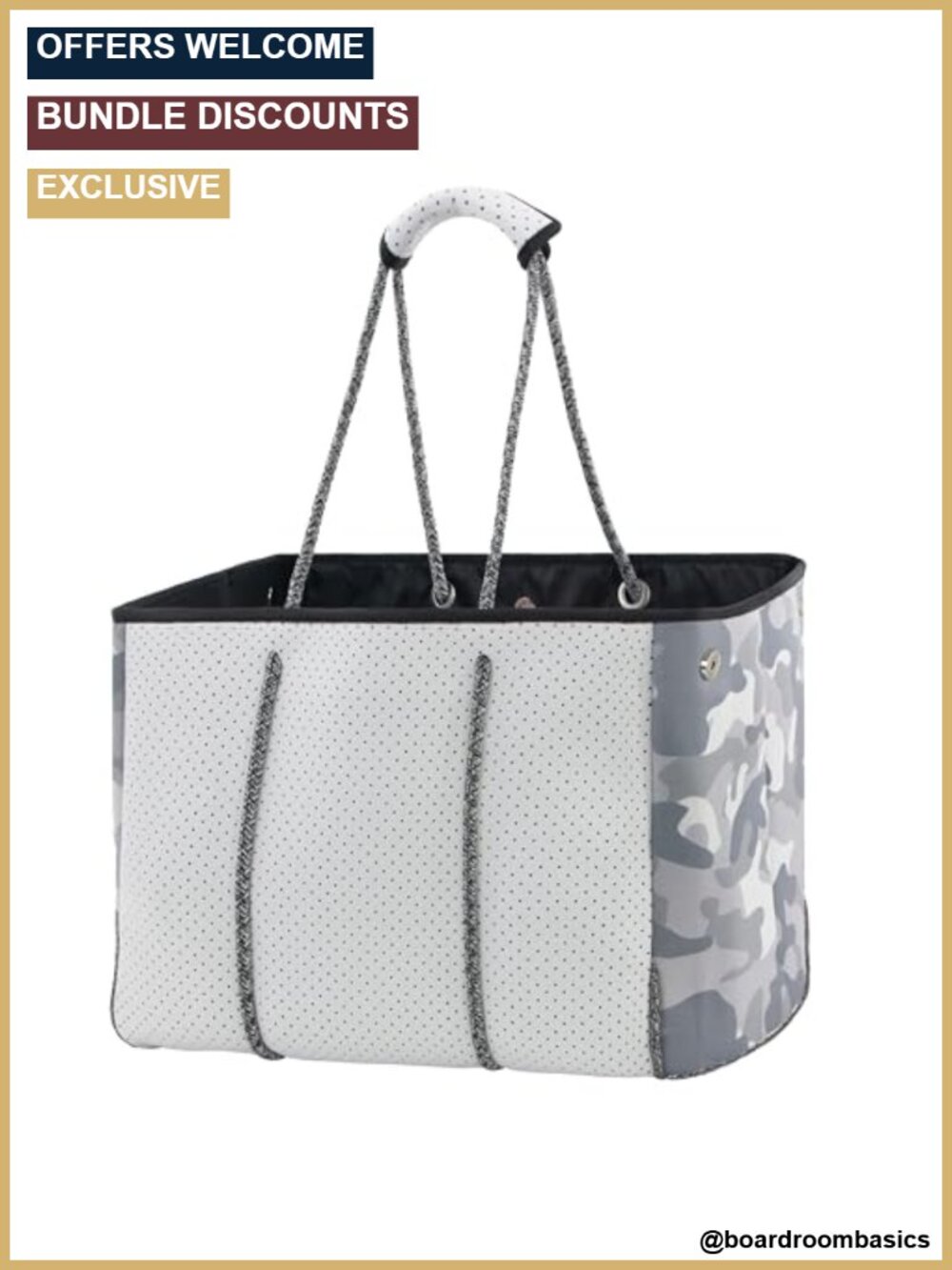 Large Neoprene Multipurpose Beach Bag Tote with Inner Zipper Pocket